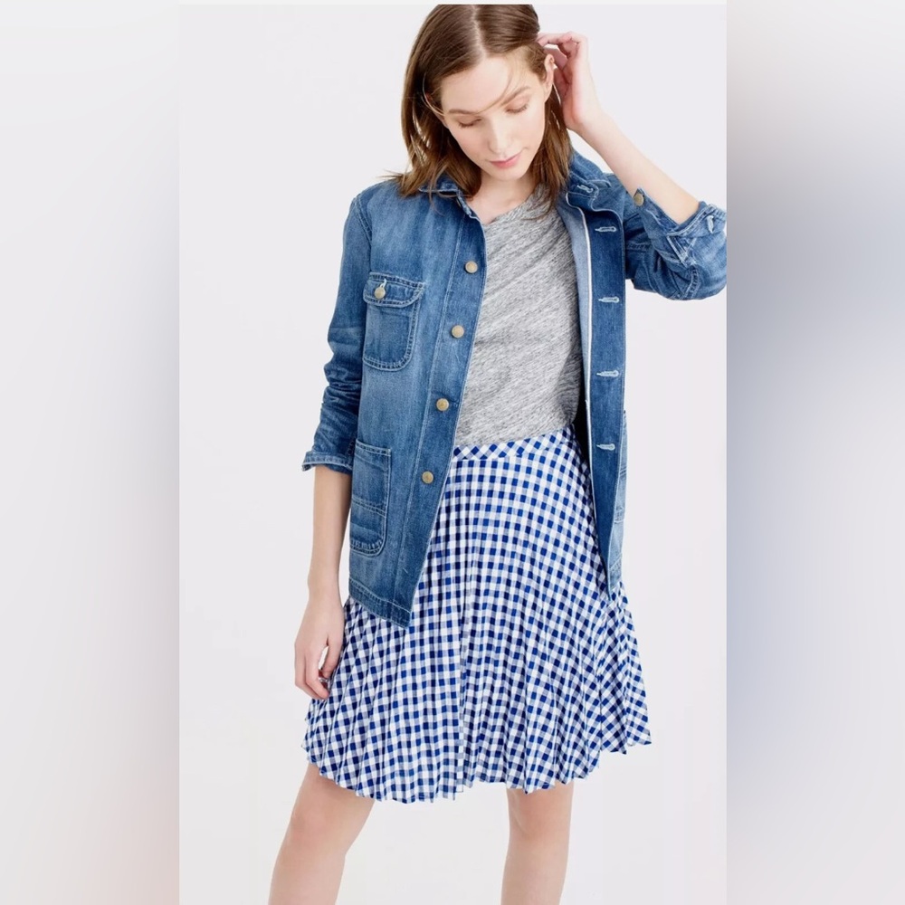 J. Crew Blue and White Checkered Skirt